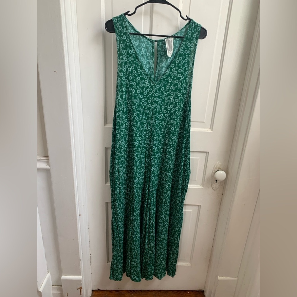 Free People Green Daisy Print Wide Leg Romper Medium